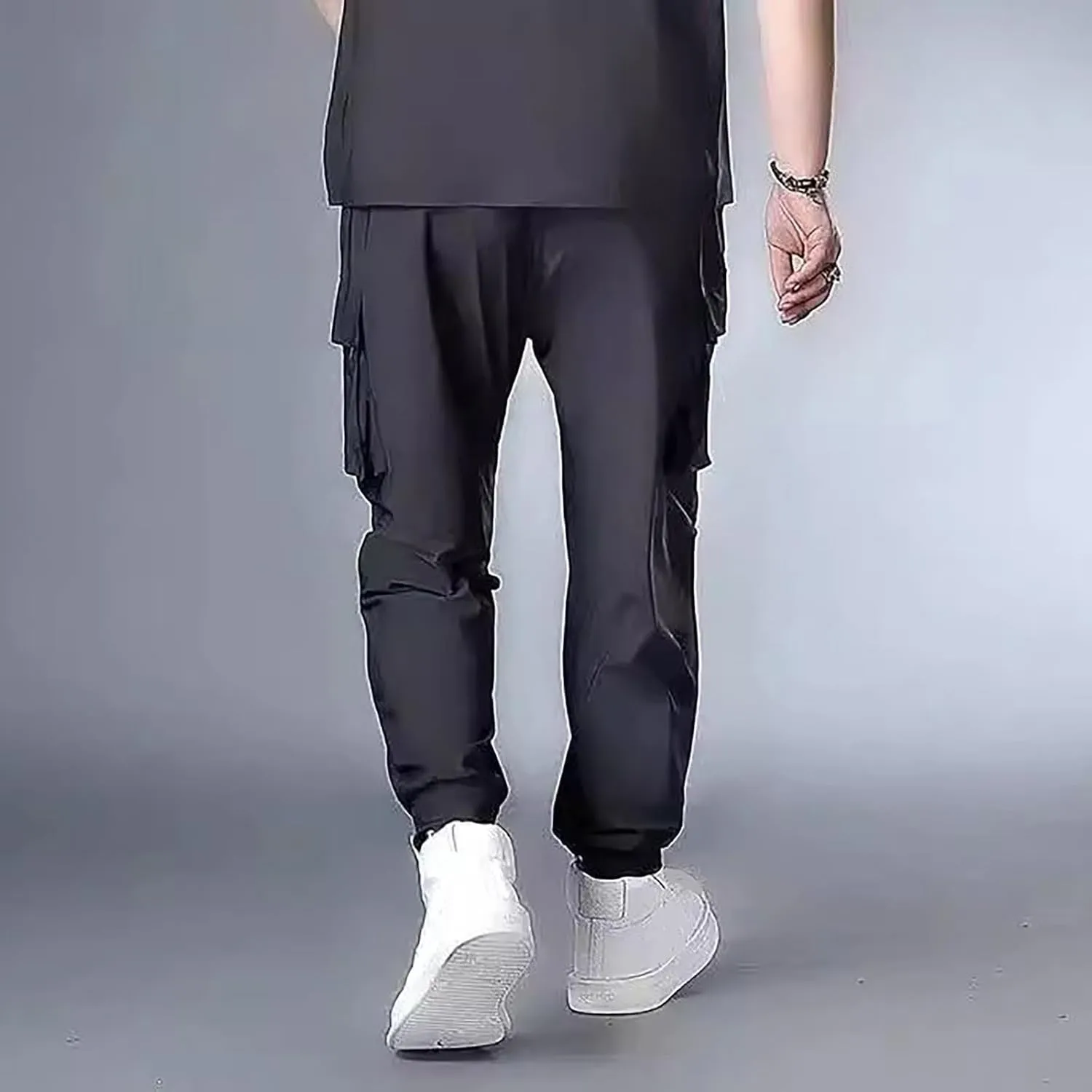 LCMTWX Mens Joggers Summer Cool Thin Loose Cool Jogging Pants with Water Absorption Quick Drying Straight Leg Joggers