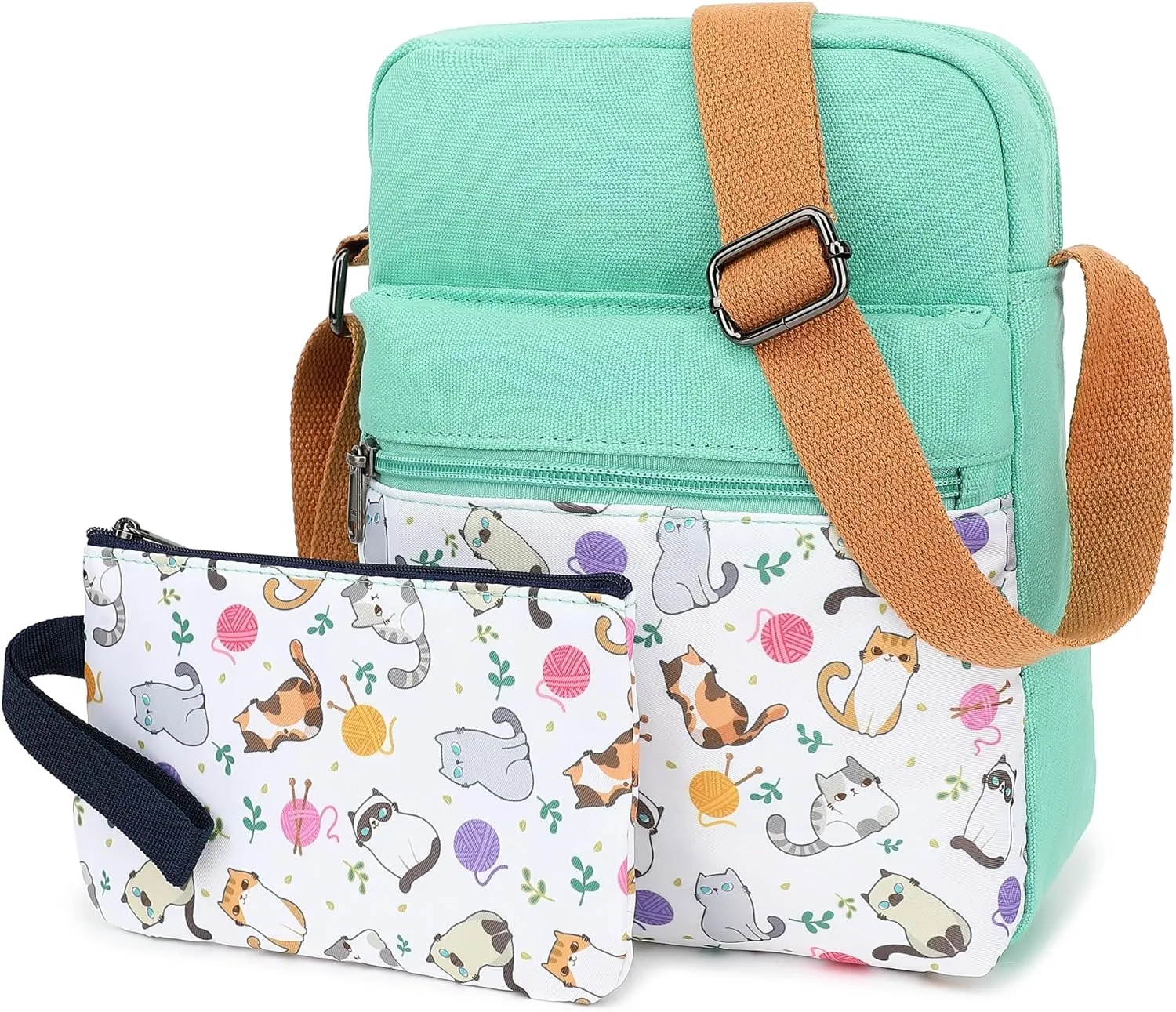 Leaper Girls Crossbody Purses for Kids 2 PCS Cross Body Bag Women Messenger Bag Girls Canvas Bag Cross Body Purse Set