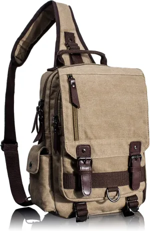 Leaper Retro Crossbody Bag Sling Bag Canvas Messenger Bag for Men Women Shoulder Bag Crossbody Handbags Satchel Travel Bag