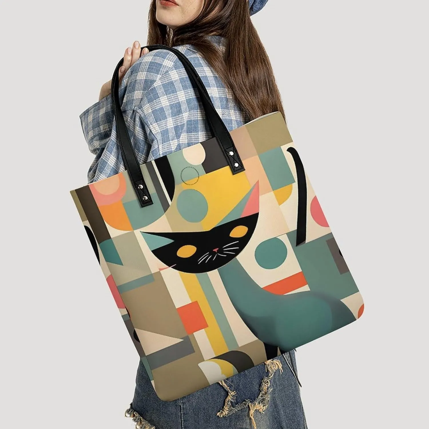 Leather Handbag for Women Tote Bag with Magnetic Buckle Japanese Spring Plum Floral Crossbody Bag Shoulder Bags
