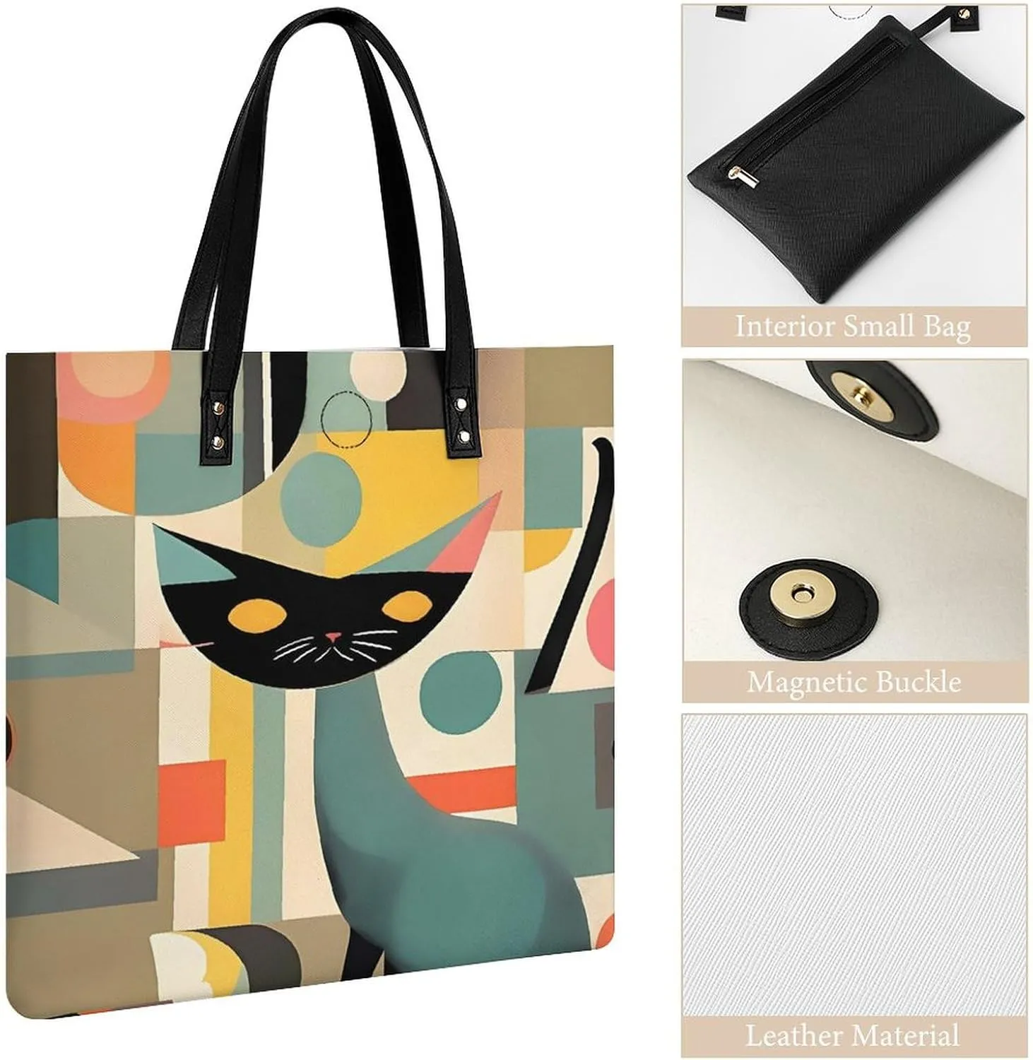 Leather Handbag for Women Tote Bag with Magnetic Buckle Japanese Spring Plum Floral Crossbody Bag Shoulder Bags