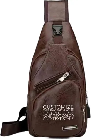 Leather sling bag for men, small crossbody cycling bag, waterproof travel chest bag, sling bag Party favor
