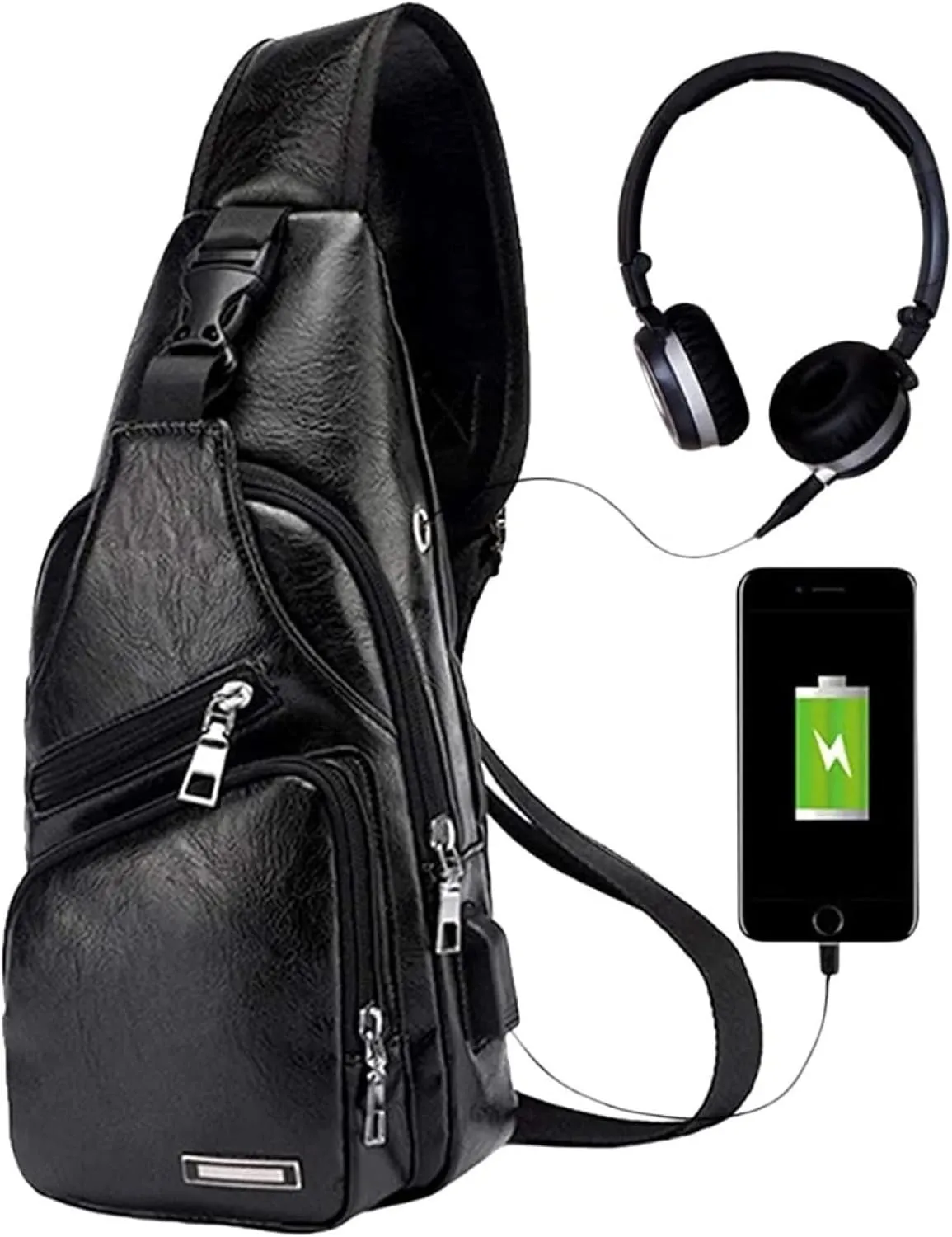 Leather sling bag for men, small crossbody cycling bag, waterproof travel chest bag, sling bag Party favor