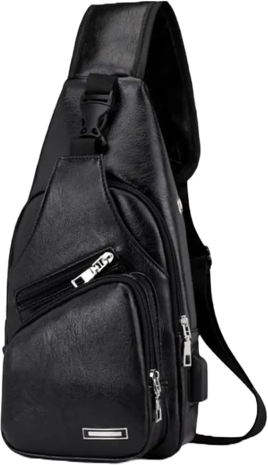 Leather sling bag for men, small crossbody cycling bag, waterproof travel chest bag, sling bag Party favor