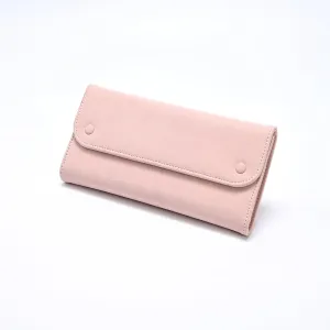 Leather Travel Jewelry Organizer Bag Foldable Jewelry Case with Tangle-Free Pouch, Expandable Jewelry Roll Organizer for Necklaces, Earrings, Rings Storage for Travel Accessories(Pink)