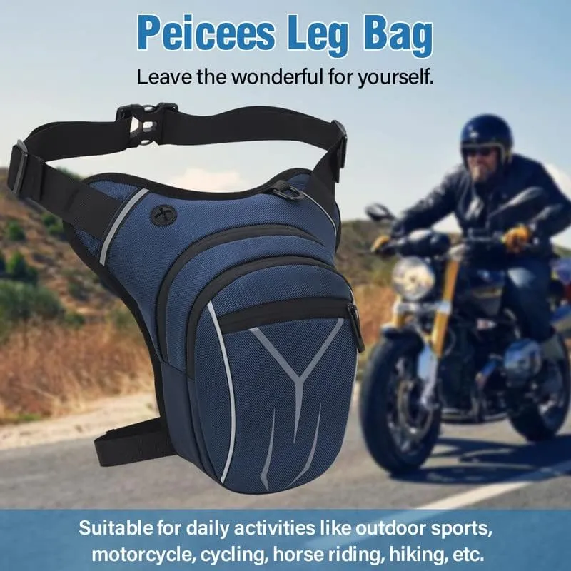 Leg Bag for Men Fanny Packs Women Men’s Outdoor Thigh Bags Motorcycle Ride Crossbody Backpack Shoulder Sling Pack Camping Hiking Cycling Riding, Blue