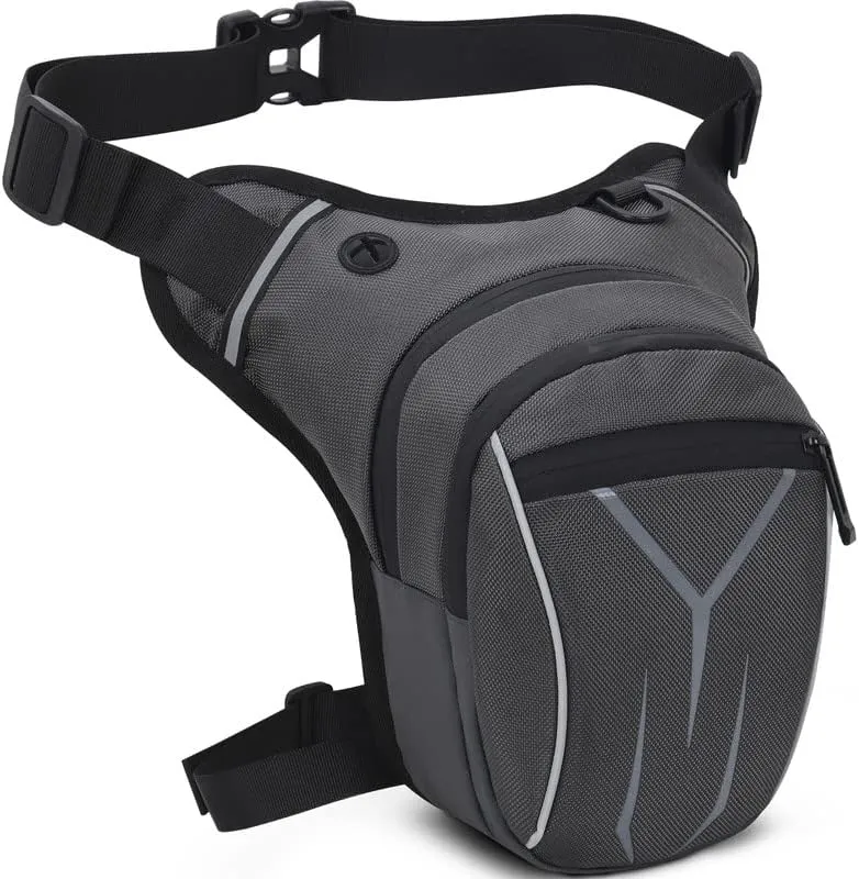 Leg Bag for Men Fanny Packs Women Men’s Outdoor Thigh Bags Motorcycle Ride Crossbody Backpack Shoulder Sling Pack Camping Hiking Cycling Riding, Gray