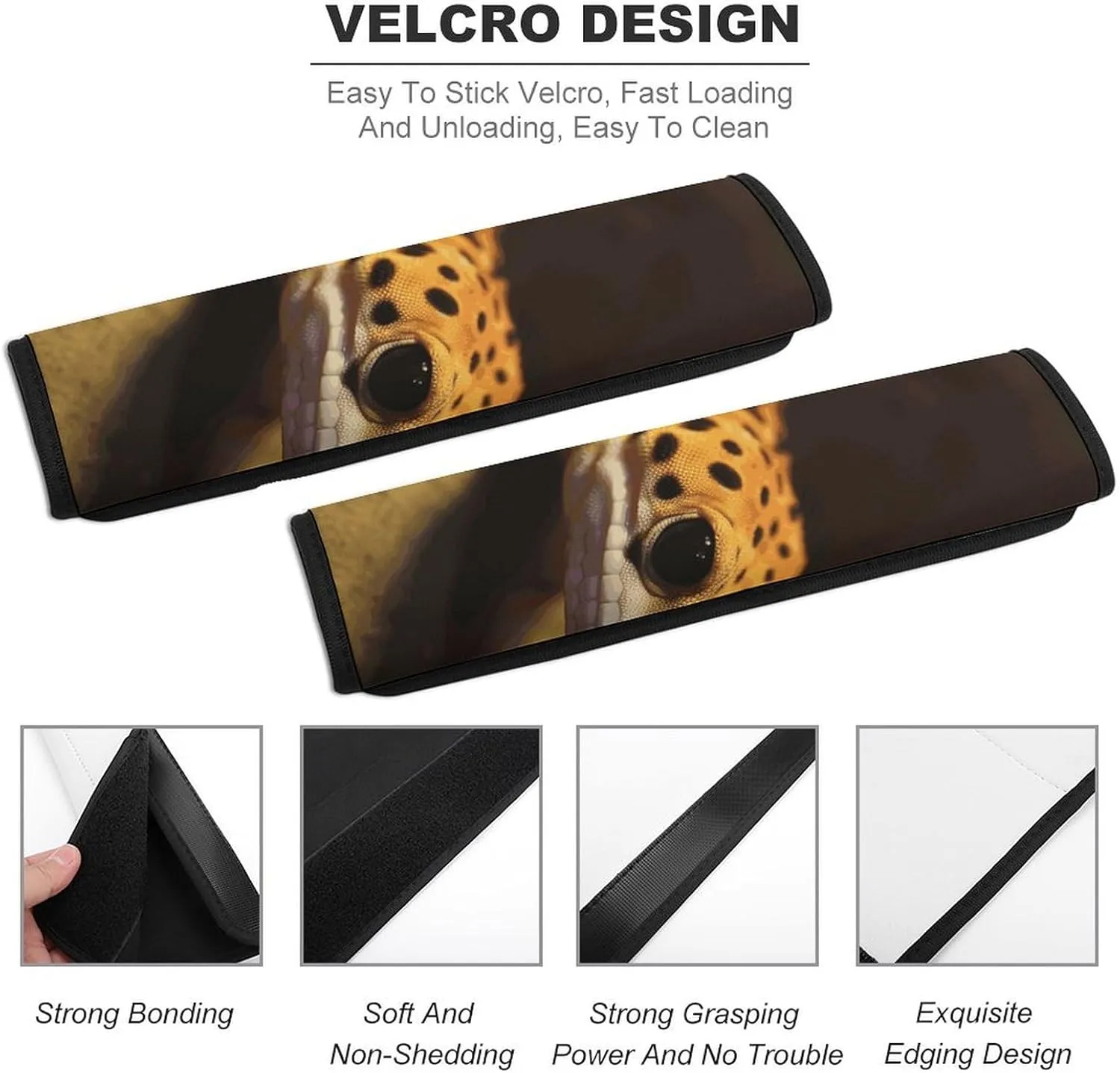 Leopard Little Gecko Auto Seat Belt Cover 2PCS Universal Car Seat Belt Shoulder Protector Pad, Protect Your Shoulders and Neck for Car Seat Belt, Shoulder Bag, Backpack