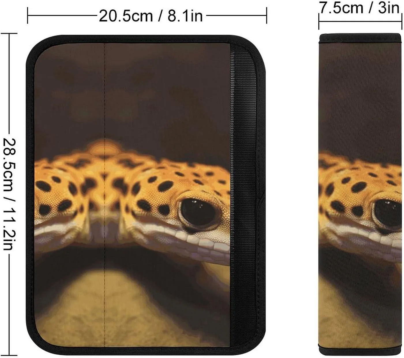 Leopard Little Gecko Auto Seat Belt Cover 2PCS Universal Car Seat Belt Shoulder Protector Pad, Protect Your Shoulders and Neck for Car Seat Belt, Shoulder Bag, Backpack