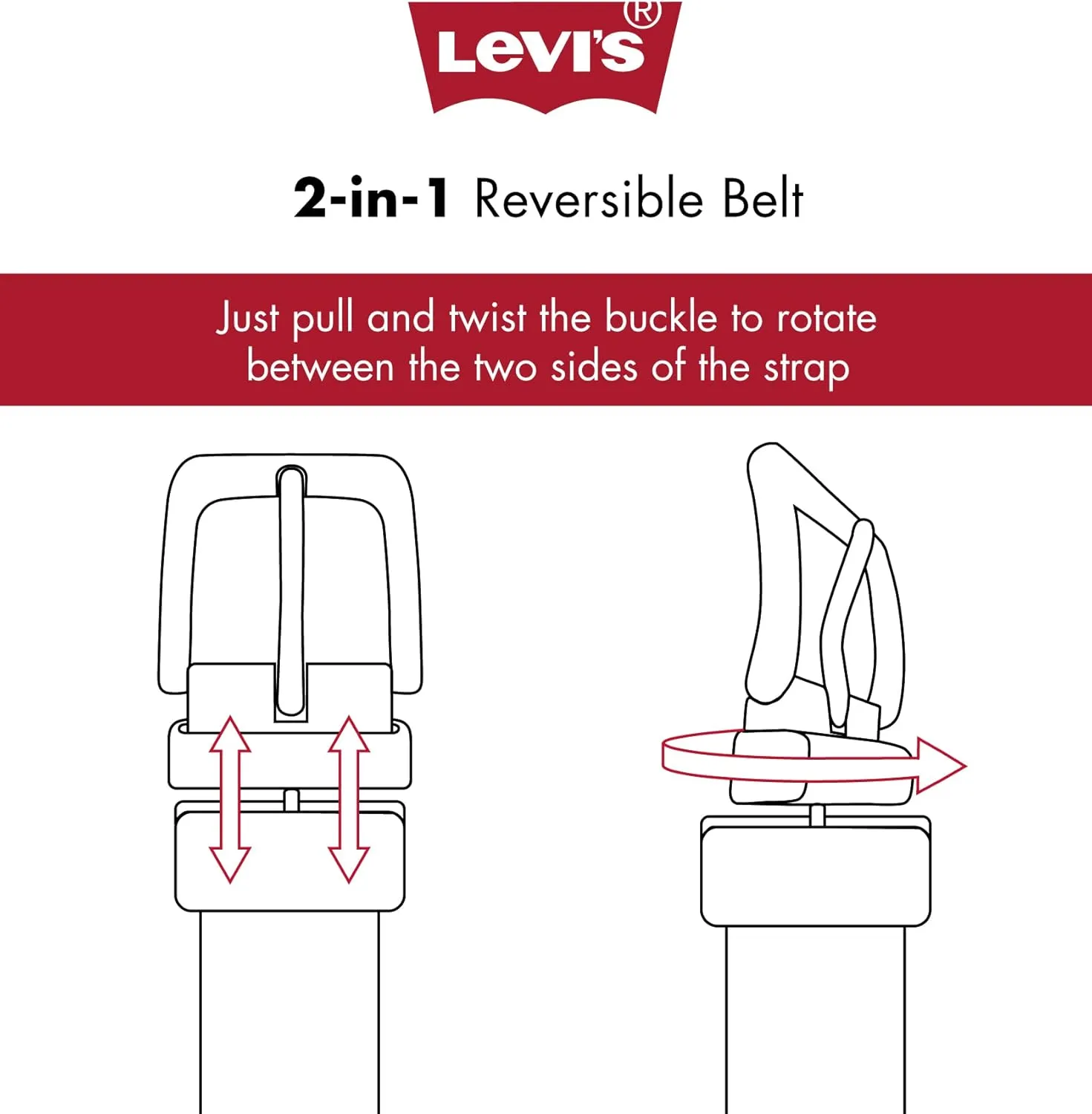 Levi's Big Kids Belt - School Friendly Casual Two-in-One Reversible Belt