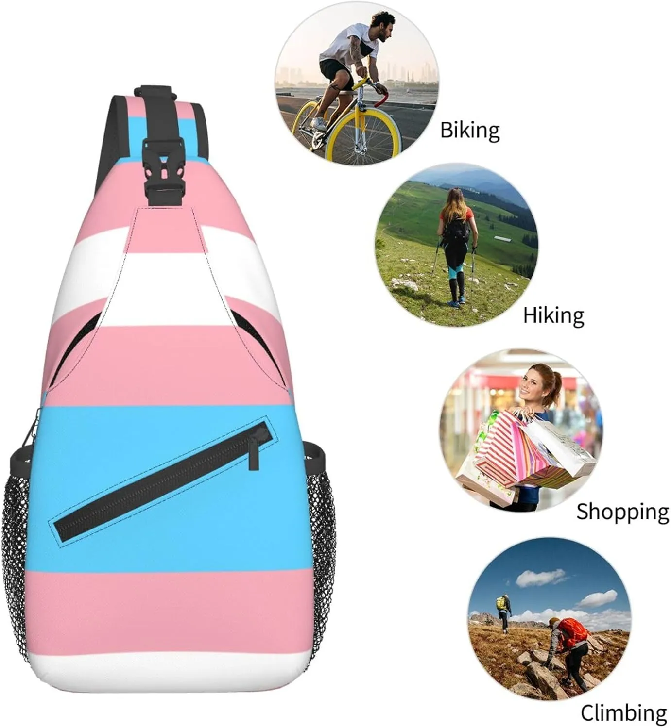 LGBT Rainbow Sling Bag Casual Chest Bags Adjustable Crossbody Bag Shoulder Backpack For Travel Hiking