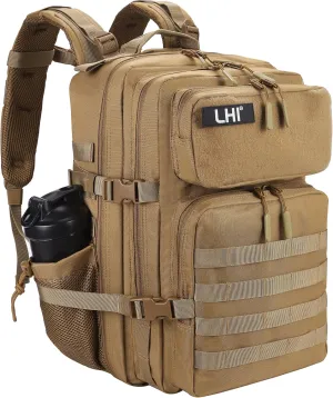 LHI Military Tactical Backpack for Men and Women 45L Army 3 Days Assault Pack Bag Large Rucksack with Molle System