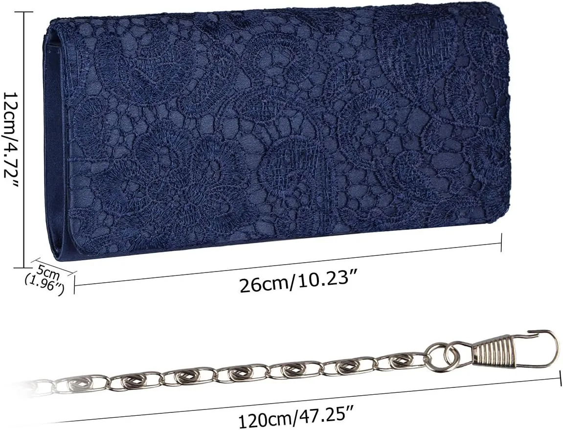 LIFEWISH Women's Floral Lace Evening Purse Party Clutch Bags Bridal Wedding Purse Handbag