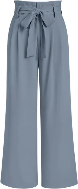 LILLUSORY Wide Leg Dress Pants Women's Paperbag High Waisted Business Casual Trousers with Removable Belt