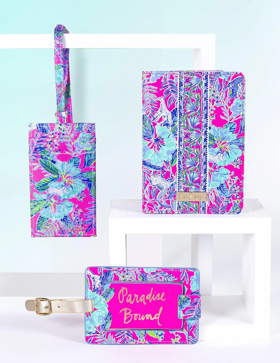 Lilly Pulitzer Vegan Leather Passport Holder, Cute Passport Cover, Travel Wallet with Credit Card Slots, Lil Earned Stripes