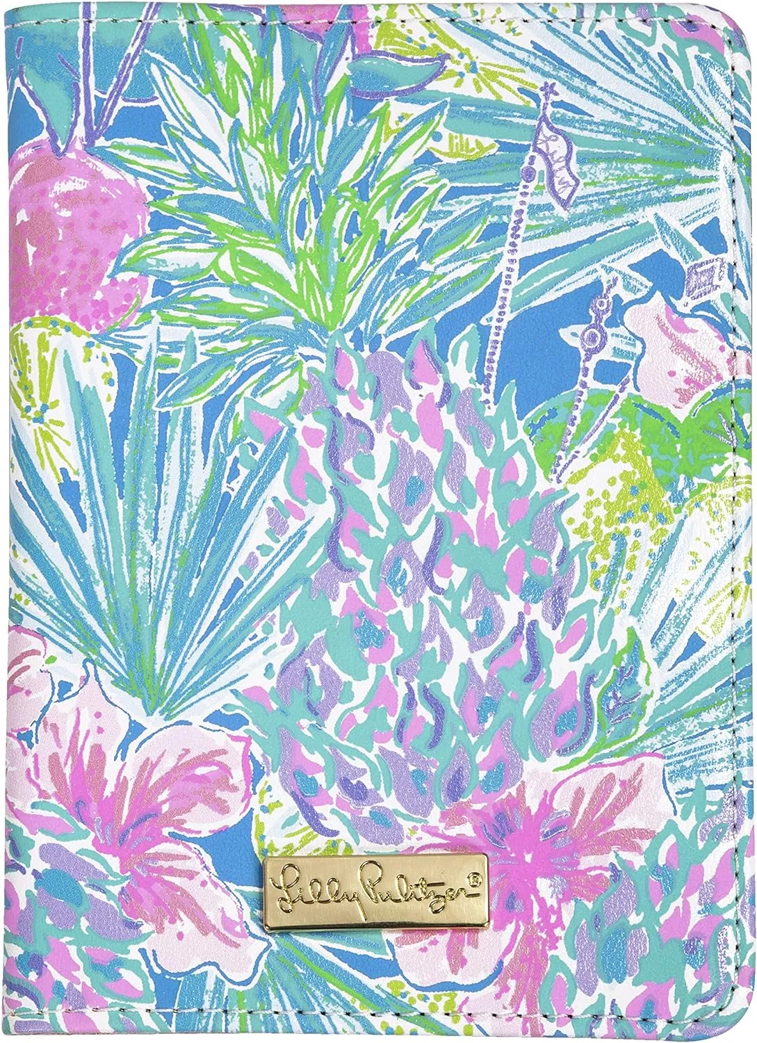 Lilly Pulitzer Vegan Leather Passport Holder, Cute Passport Cover, Travel Wallet with Credit Card Slots, Swizzle In