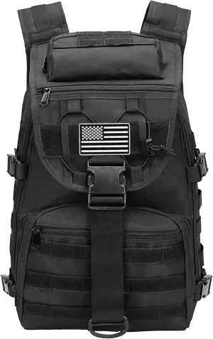 LIMHOO Military Tactical Backpack for Men Women 35L Hiking Trekking Rucksack 3 Day Molle Assault Pack (Black)