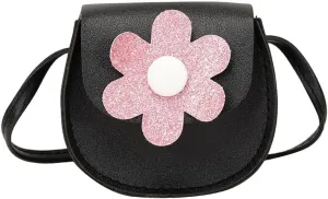 Little Crossbody Bag Purse Mini Single-Shoulder Bag Handbag Pouch Coin Purse for Women Girls Toddler,Black Flower Purse
