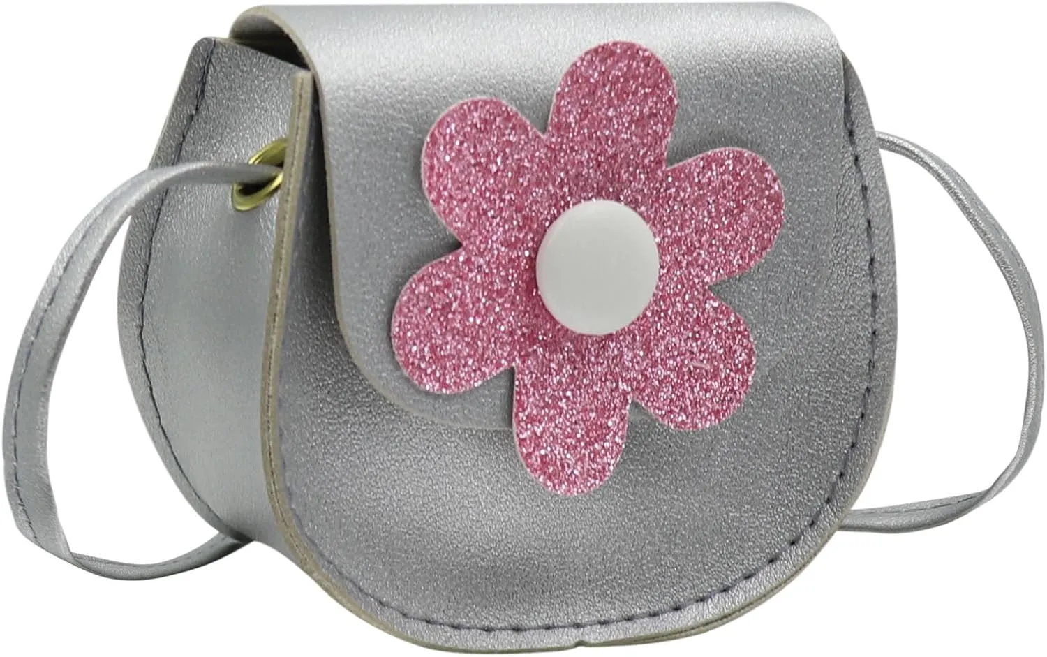 Little Crossbody Bag Purse Mini Single-Shoulder Bag Handbag Pouch Coin Purse for Women Girls Toddler,Silver Flower Purse