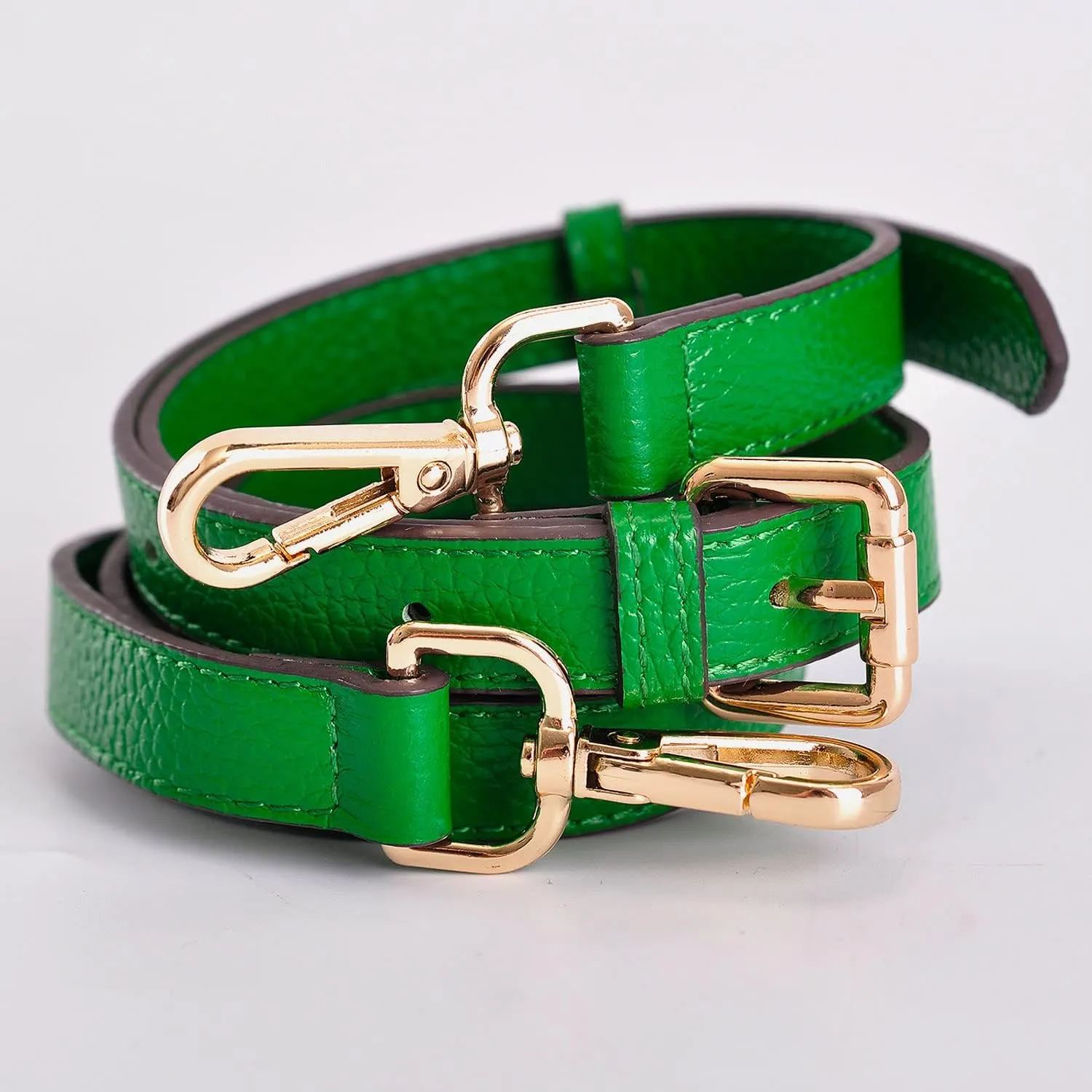 Live Up Full Grain Leather Adjustable Replacement Cross Body Purse Shoulder Strap Handbag Bag Wallet, 2/3" Wide (Green)