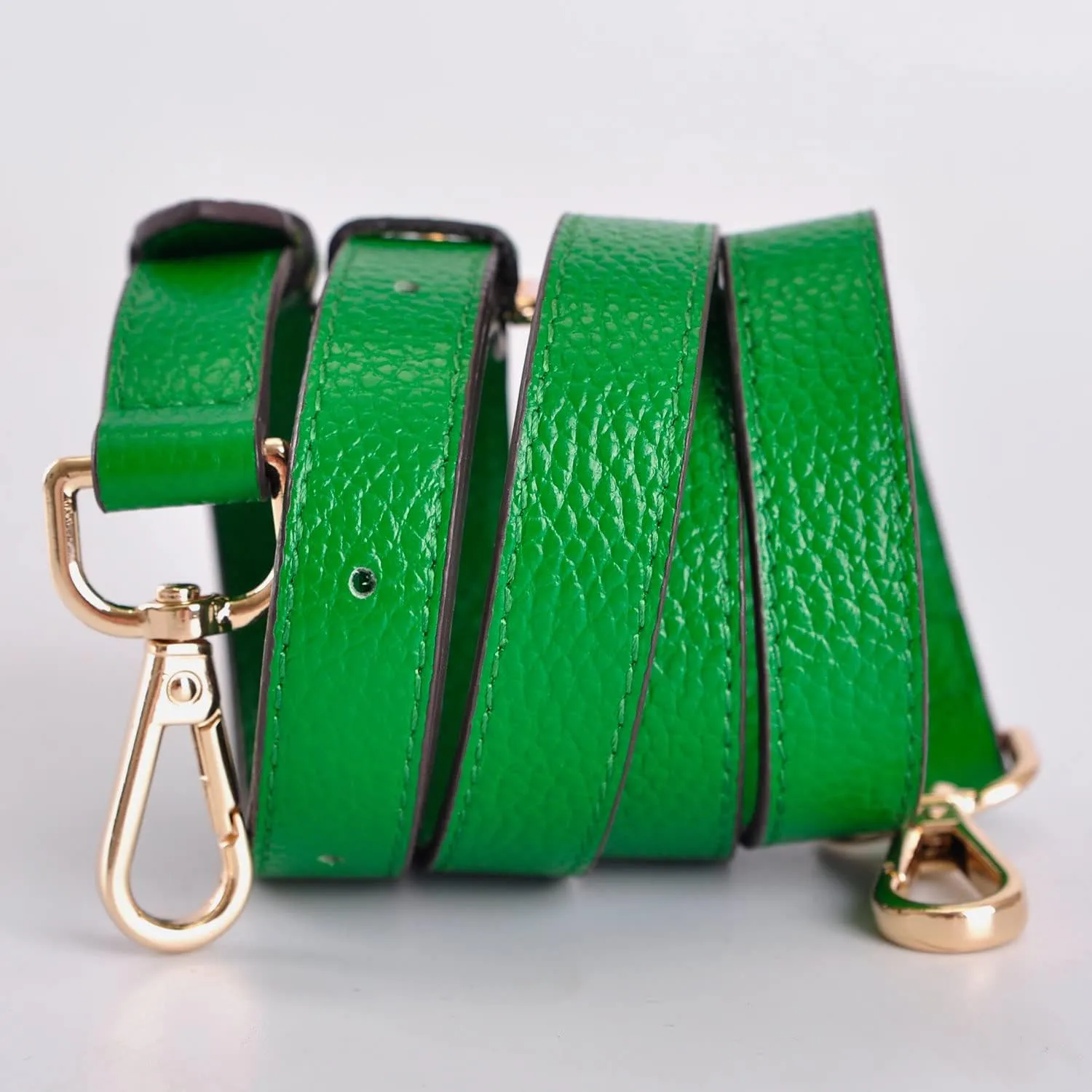 Live Up Full Grain Leather Adjustable Replacement Cross Body Purse Shoulder Strap Handbag Bag Wallet, 2/3" Wide (Green)