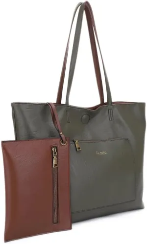 Liz Soto Julie Reversible Tote Bag for Women - Large Work Tote Bags for Women in Vegan Leather and Detachable Zippered Pouch