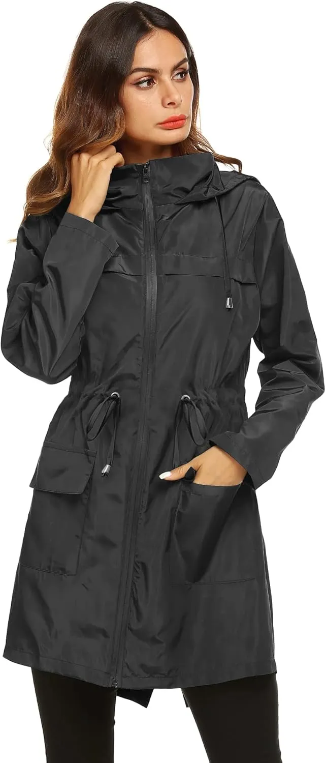 Lomon Women Waterproof Lightweight Rain Jacket Active Outdoor Hooded Raincoat