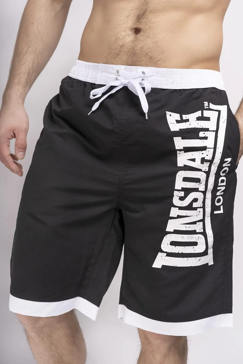 Lonsdale Men´s Black Logo Beach Shorts Surfing Board Swimming Pants Trunks