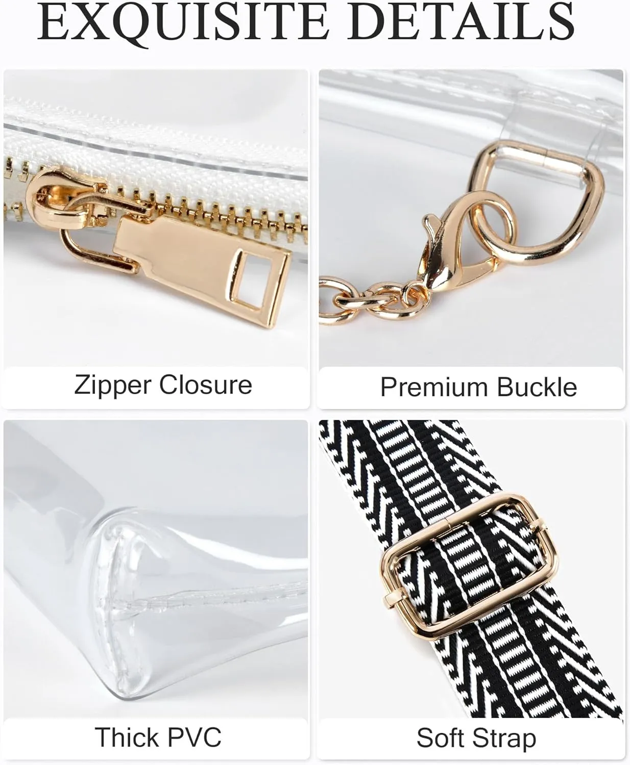 Lorbro Clear Purse for Women Stadium Approved, Clear Crossbody Bag with Zipper Closure, Transparent Purse for Concert Sports