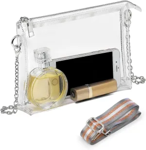 Lorbro Clear Purse for Women Stadium Approved, Clear Crossbody Bag with Zipper Closure, Transparent Purse for Concert Sports
