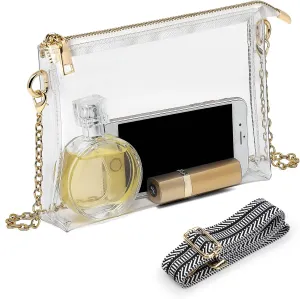 Lorbro Clear Purse for Women Stadium Approved, Clear Crossbody Bag with Zipper Closure, Transparent Purse for Concert Sports