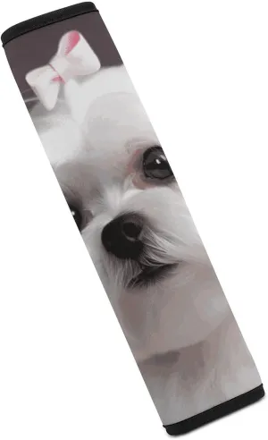 Lovely Maltese Dog Auto Seat Belt Cover 1PCS Universal Car Seat Belt Shoulder Protector Pad, Protect Your Shoulders and Neck for Car Seat Belt, Shoulder Bag, Backpack