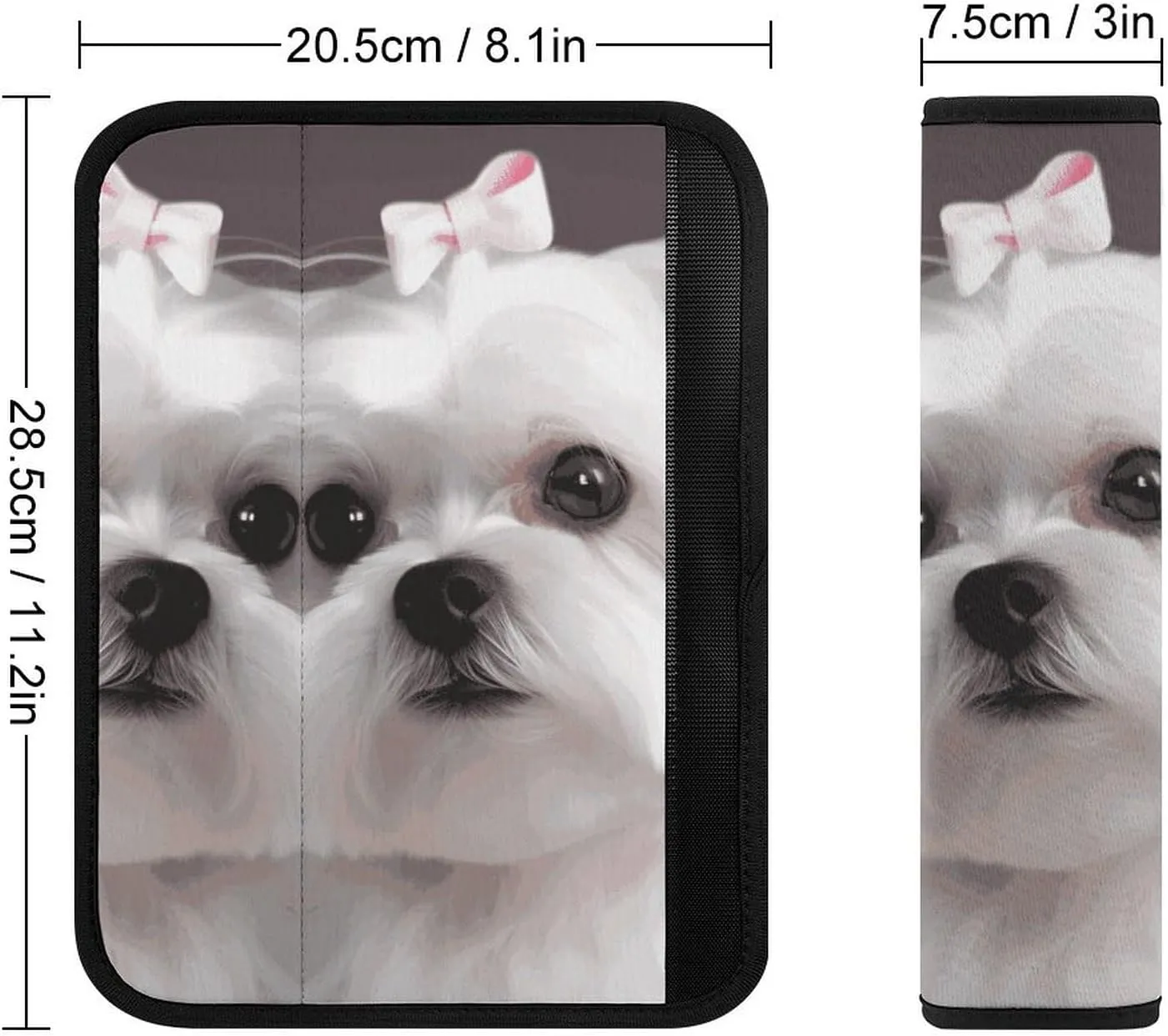 Lovely Maltese Dog Auto Seat Belt Cover 1PCS Universal Car Seat Belt Shoulder Protector Pad, Protect Your Shoulders and Neck for Car Seat Belt, Shoulder Bag, Backpack