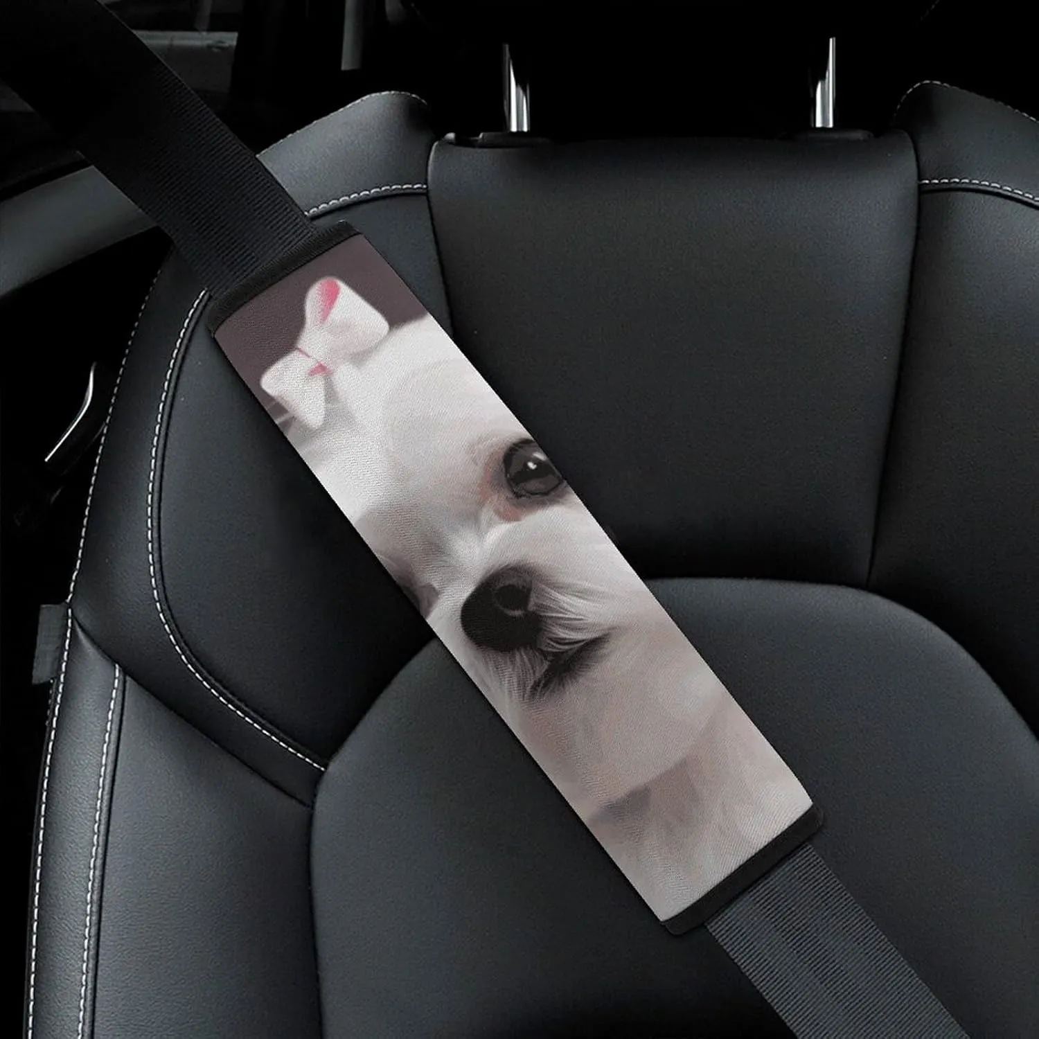 Lovely Maltese Dog Auto Seat Belt Cover 1PCS Universal Car Seat Belt Shoulder Protector Pad, Protect Your Shoulders and Neck for Car Seat Belt, Shoulder Bag, Backpack