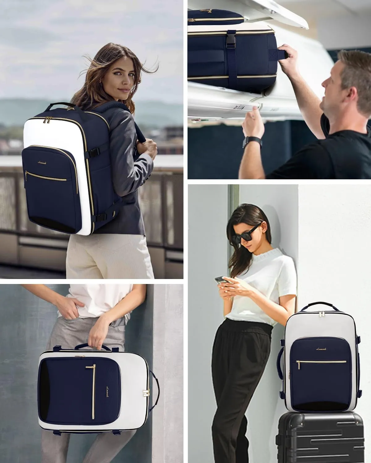 LOVEVOOK 50L Large Travel Backpack for Women & Men, Carry on Airline Approved, Waterproof Travel Essentials fits 18" Laptop, TSA Personal Item Travel Bag Sports Backpack with 3 Packing Cubes