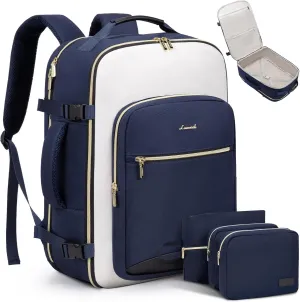 LOVEVOOK 50L Large Travel Backpack for Women & Men, Carry on Airline Approved, Waterproof Travel Essentials fits 18" Laptop, TSA Personal Item Travel Bag Sports Backpack with 3 Packing Cubes