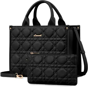 LOVEVOOK Purses and Handbags for Women, Handbags Shoulder Bags Black Purses and PU Leather Top Handles for Lady