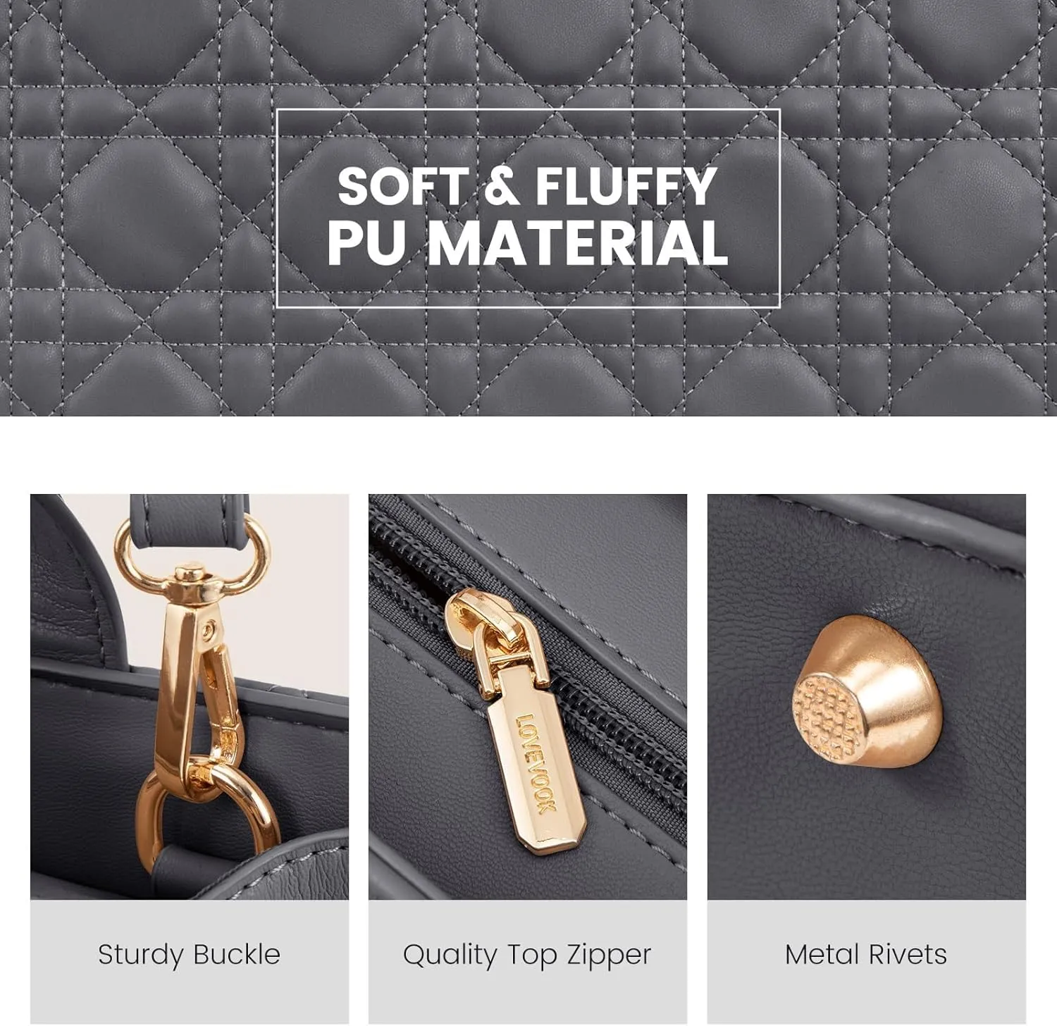 LOVEVOOK Purses and Handbags for Women, Handbags Shoulder Bags Black Purses and PU Leather Top Handles for Lady