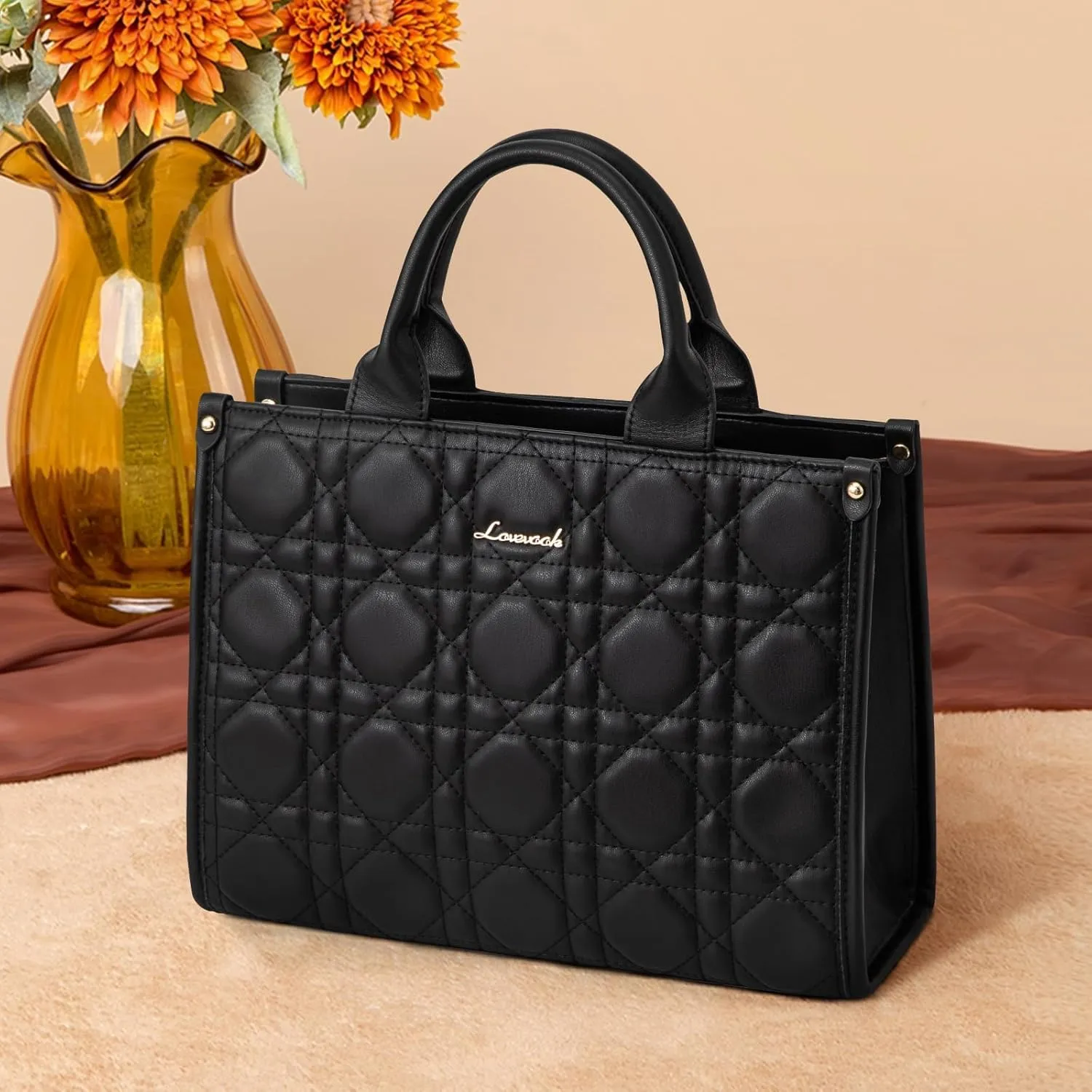 LOVEVOOK Purses and Handbags for Women, Handbags Shoulder Bags Black Purses and PU Leather Top Handles for Lady