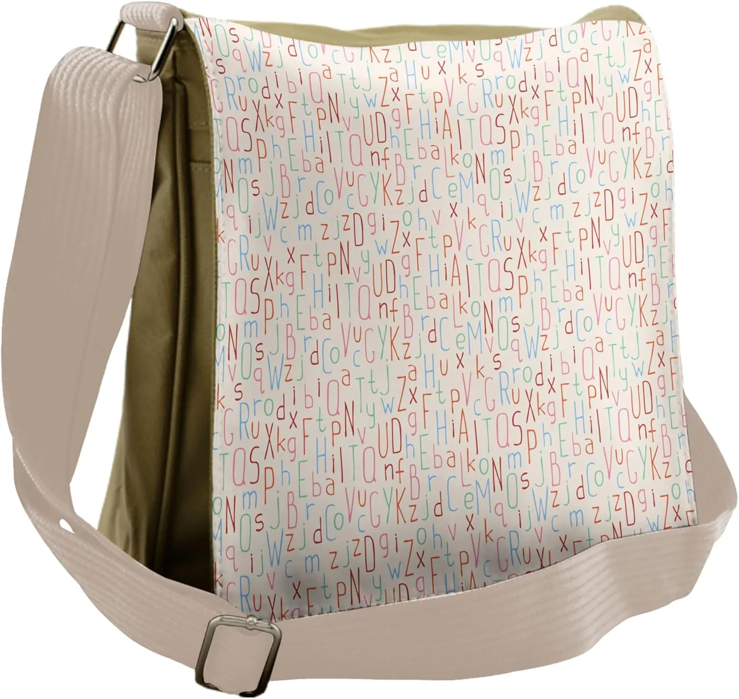 Lunarable ABC Messenger Bag, Soft Tone Letter Education, Unisex Cross-body