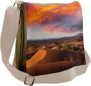 Lunarable African Messenger Bag, Sahara Desert Sand Skyline, Unisex Cross-body