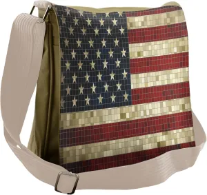 Lunarable American Flag Messenger Bag, USA Theme Patriotism, Unisex Cross-body