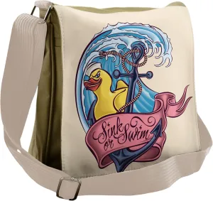 Lunarable Anchor Messenger Bag, Rubber Duck Sink or Swim, Unisex Cross-body