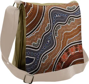Lunarable Art Messenger Bag, Aboriginal Culture Nature Scene, Unisex Cross-body