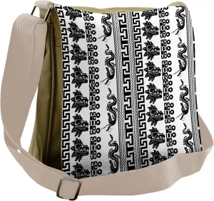 Lunarable Aztec Messenger Bag, Mythological Ornate, Unisex Cross-body