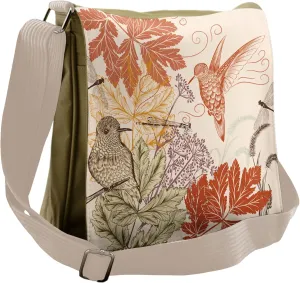 Lunarable Birds Messenger Bag, Vintage Intricate Hummingbird, Unisex Cross-body