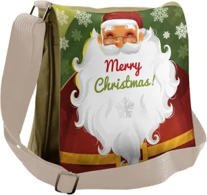 Lunarable Christmas Messenger Bag, Old Santa Claus, Unisex Cross-body