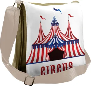 Lunarable Circus Messenger Bag, Striped Carnival Tent Flags, Unisex Cross-body