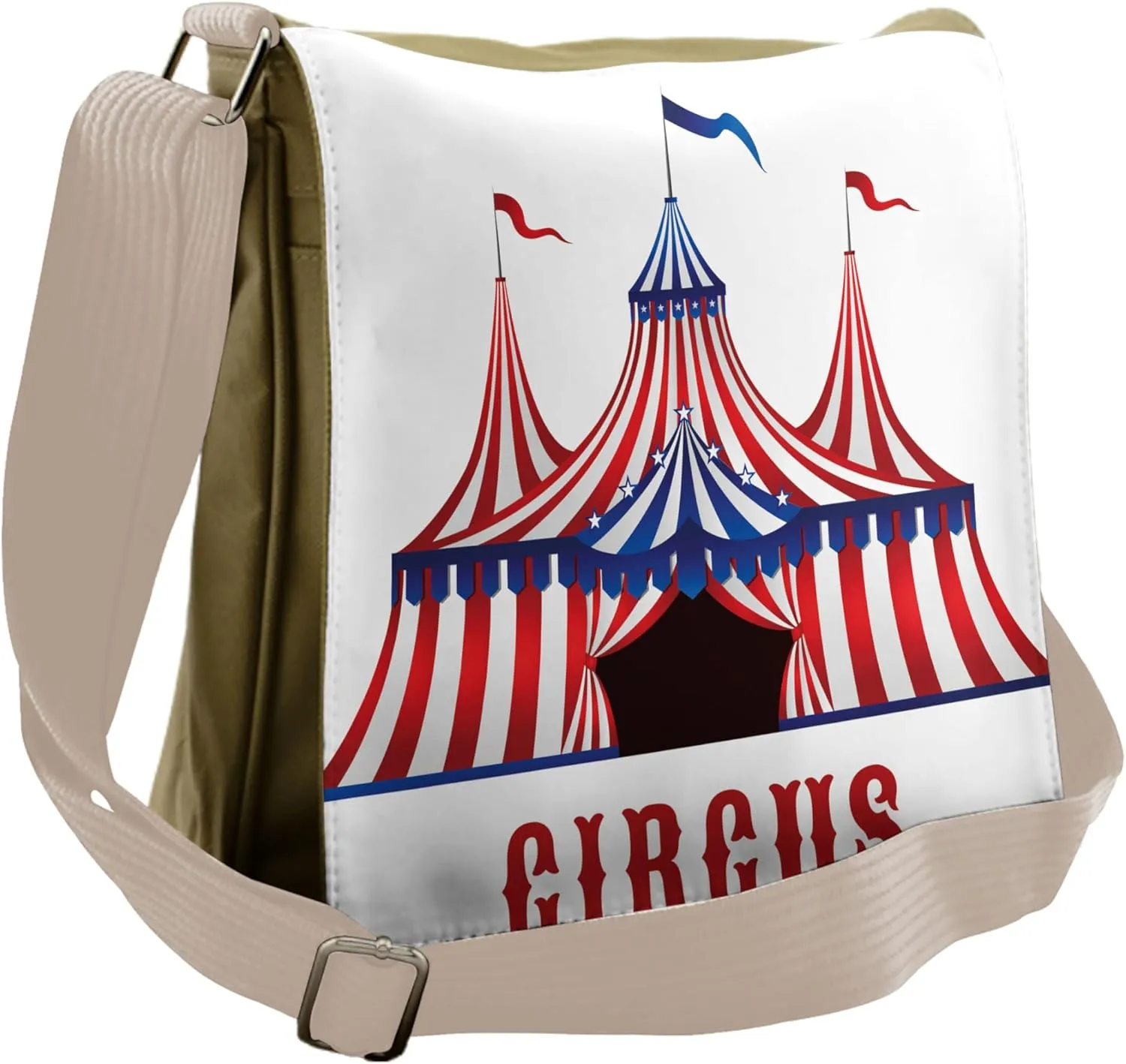 Lunarable Circus Messenger Bag, Striped Carnival Tent Flags, Unisex Cross-body