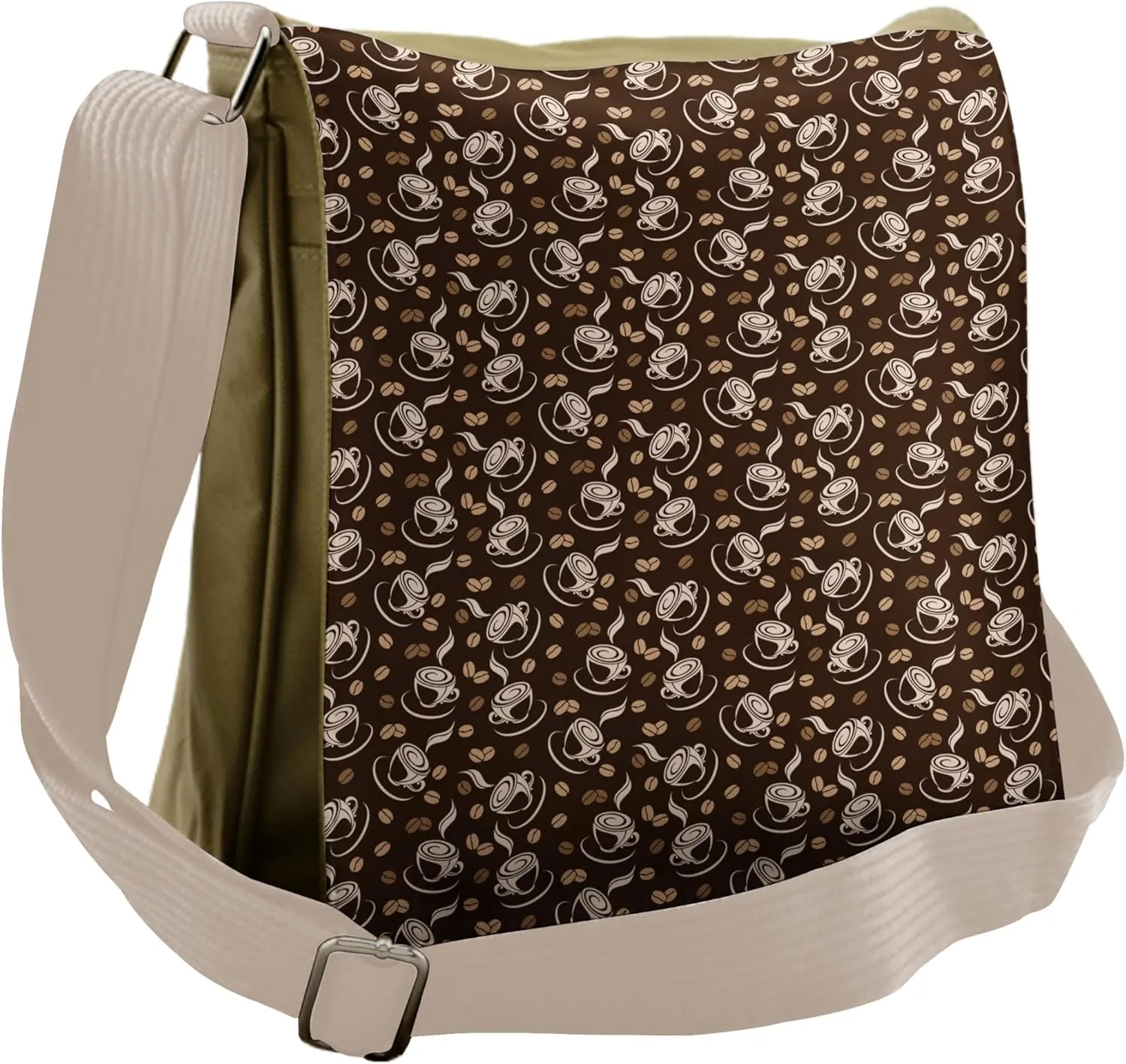 Lunarable Coffee Messenger Bag, Fresh Filter Drink and Cups, Unisex Cross-body